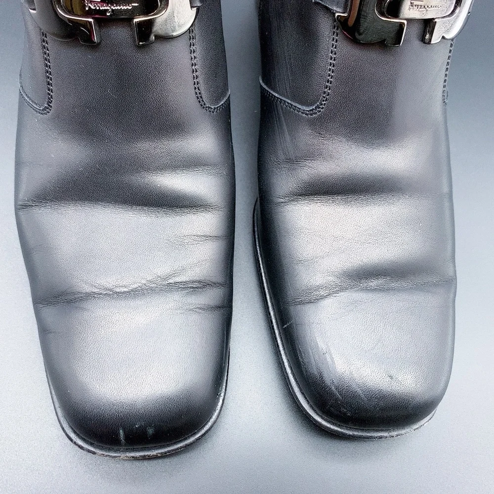 Salvatore Ferragamo Black Zippered Ankle Boots - Picture 7 of 16